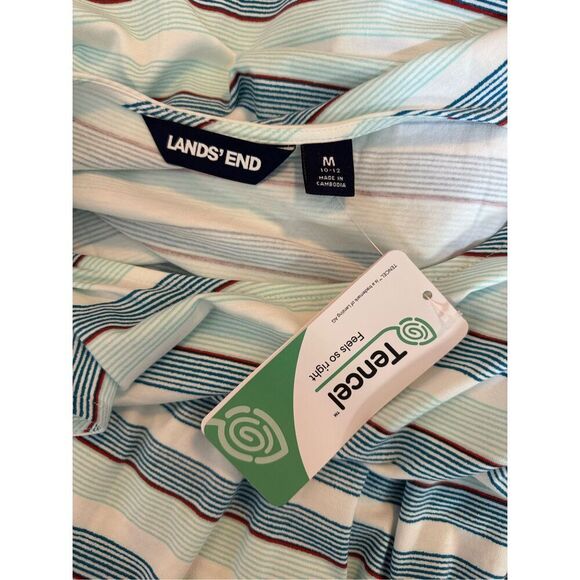 Lands End Maxi Dress Womens Medium Multicolor Sleeveless Stripe Tiered Pullover - Picture 3 of 10